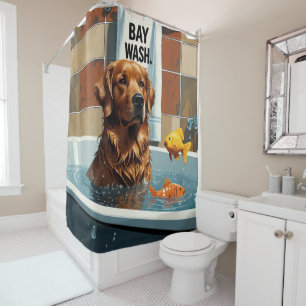 Chesapeake Bay Terrier Sloppy Sleepy Cute Funny Shower Curtain