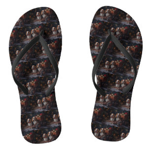 Chesapeake Bay Terrier Snowy Sleigh Christmas Flip Flops