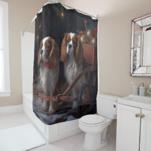 Chesapeake Bay Terrier Snowy Sleigh Christmas Shower Curtain