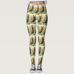Chesapeake Bay Terrier with Easter Eggs Holiday Leggings