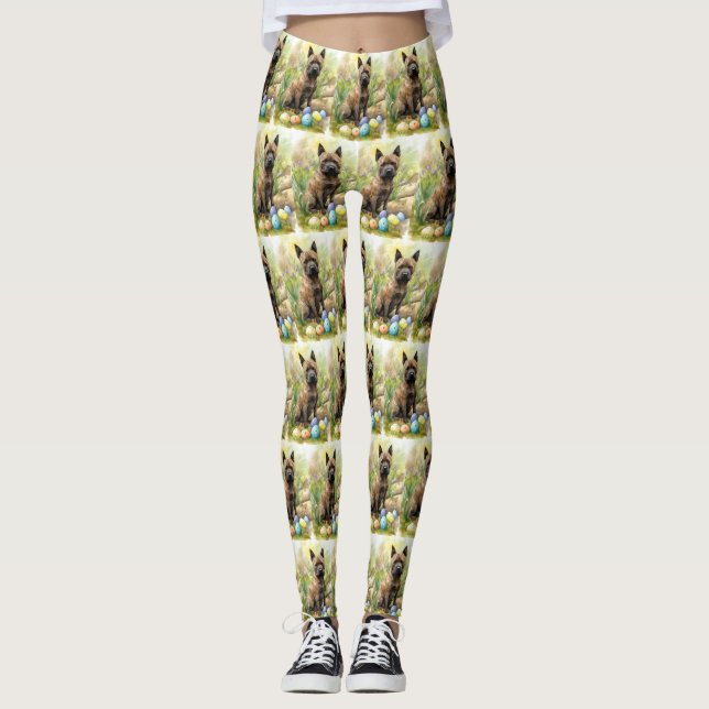 Chesapeake Bay Terrier with Easter Eggs Holiday  Leggings (Front)