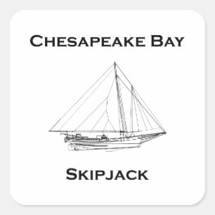 Chesapeake Bay Vintage Skipjack Sailboat Drawing Square Sticker