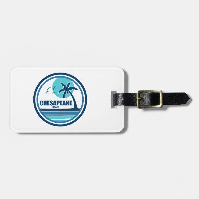 Chesapeake Beach Maryland Palm Tree Birds Luggage Tag (Front Horizontal)