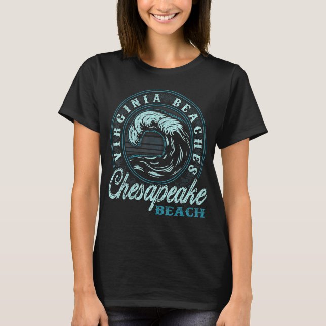 Chesapeake Beach Retro Wave Circle T-Shirt (Front)