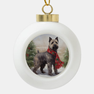 Chesapeake Dog in Snow Christmas Ceramic Ball Christmas Ornament