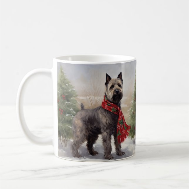 Chesapeake Dog in Snow Christmas Coffee Mug (Left)
