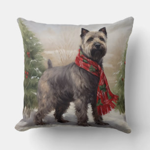 Chesapeake Dog in Snow Christmas Cushion