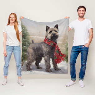 Chesapeake Dog in Snow Christmas Fleece Blanket