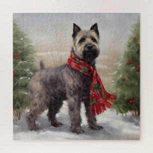 Chesapeake Dog in Snow Christmas Jigsaw Puzzle