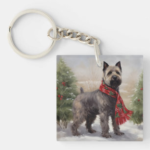 Chesapeake Dog in Snow Christmas Key Ring