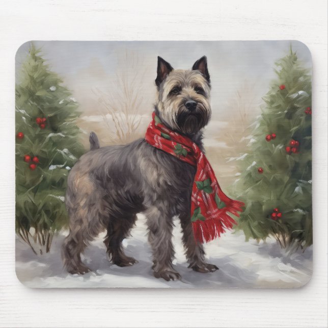 Chesapeake Dog in Snow Christmas Mouse Mat (Front)