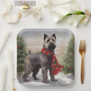 Chesapeake Dog in Snow Christmas Paper Plate