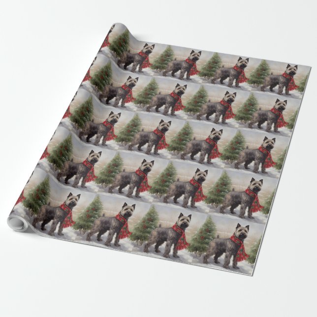 Chesapeake Dog in Snow Christmas Wrapping Paper (Unrolled)