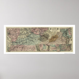 Chesapeake & Ohio Railroad Map 1873 Poster