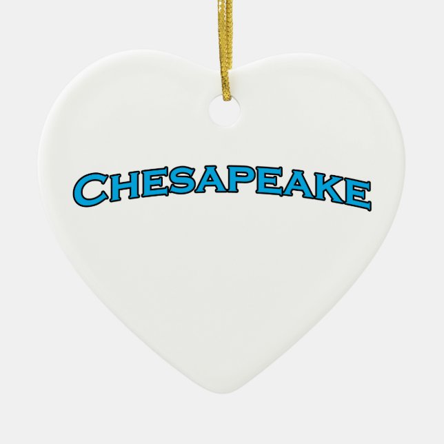 Chesapeake Virginia Arched Text Logo Ceramic Tree Decoration (Front)