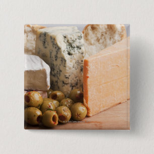chese and olives 15 cm square badge