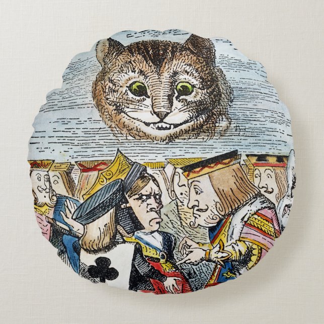 Cheshire Cat, 1865 Round Cushion (Front)