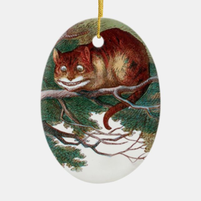 Cheshire Cat 2 Ceramic Tree Decoration (Front)