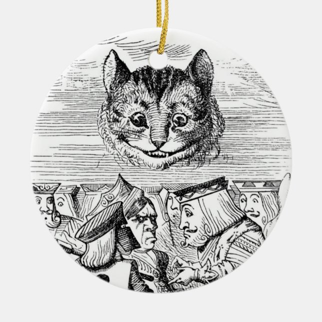 Cheshire Cat Above the Queen Ceramic Tree Decoration (Front)