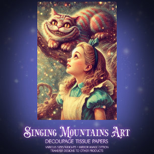 Cheshire Cat Alice Classic Illustration Decoupage Tissue Paper