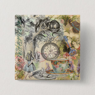 Cheshire Cat Alice Wonderland Classic 15 Cm Square Badge