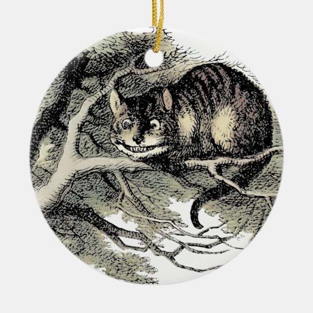 Cheshire Cat Alice Wonderland Classic Ceramic Tree Decoration (Front)