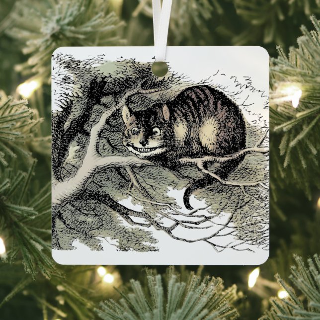 Cheshire Cat Alice Wonderland Classic Metal Tree Decoration (Insitu)