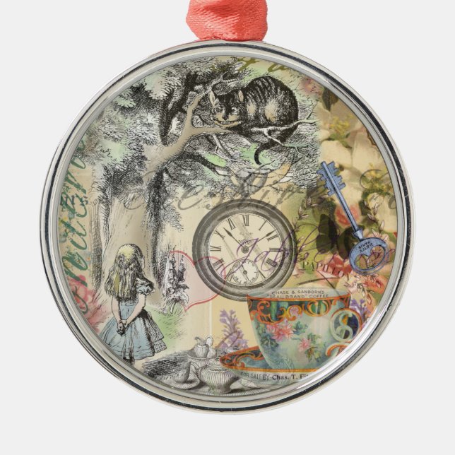Cheshire Cat Alice Wonderland Classic Metal Tree Decoration (Front)