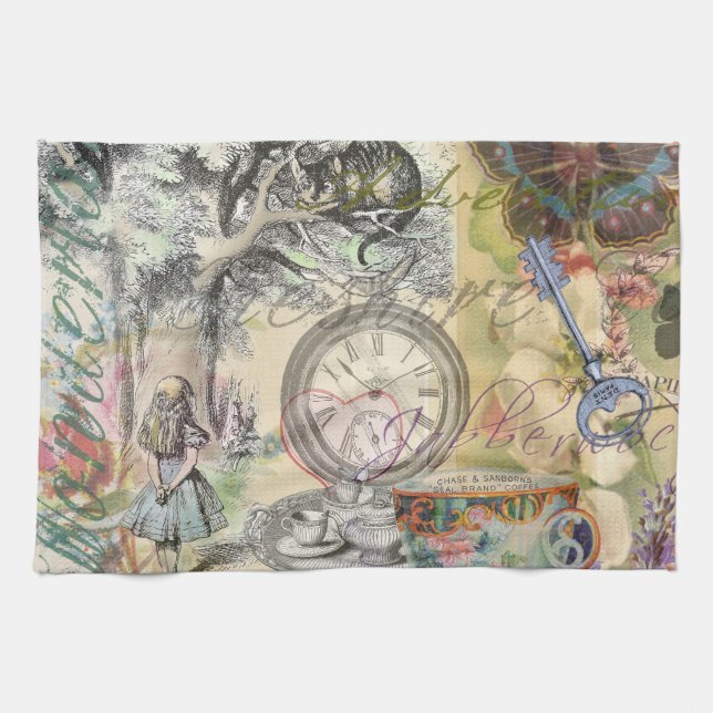 Cheshire Cat Alice Wonderland Classic Tea Towel (Horizontal)
