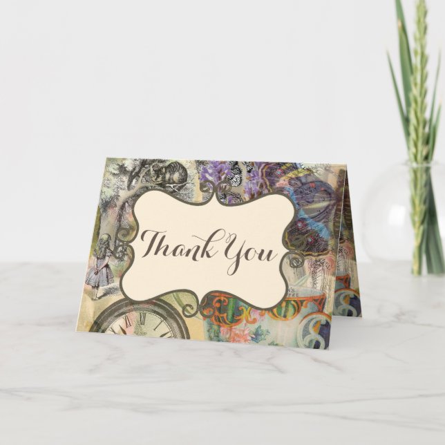 Cheshire Cat Alice Wonderland Classic Thank You Card (Front)