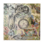 Cheshire Cat Alice Wonderland Classic Tile<br><div class="desc">Alice and the Cheshire Cat from Alice in Wonderland - Alice's Adventures in Wonderland features the Cheshire Cat, a happy cat sitting in a tree as it chats with Alice. This image of the Cheshire Cat is from the original classic Alices' Adventures in Wonderland book. We added symbolic Alice in...</div>