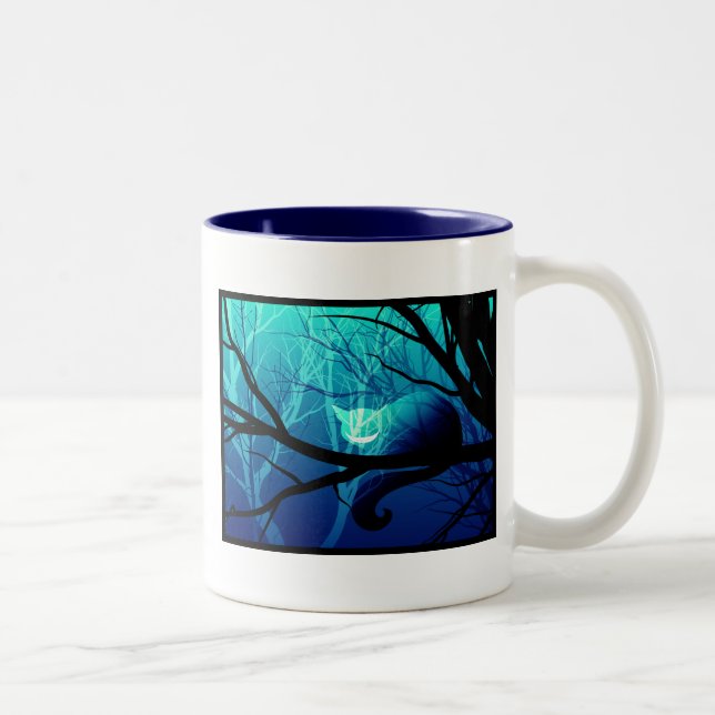 Cheshire Cat Among Trees Two-Tone Coffee Mug (Right)