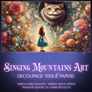 Cheshire Cat and Alice Forest Talk Decoupage Tissue Paper