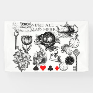 cheshire cat classic alice in wonderland art banner