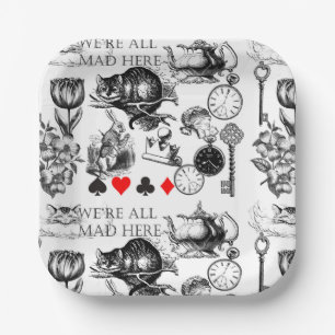 cheshire cat classic alice in wonderland art paper plate