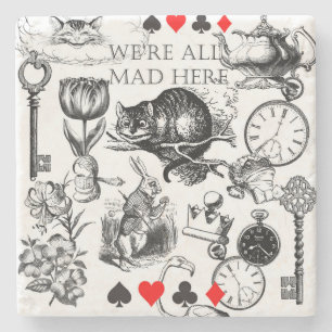 cheshire cat classic alice in wonderland art stone coaster