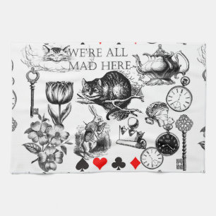 cheshire cat classic alice in wonderland art tea towel