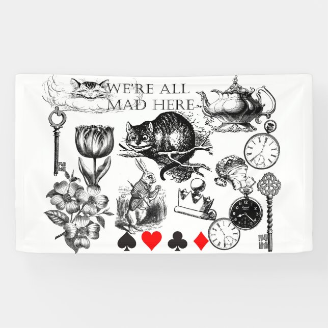 Cheshire Cat classic alice in wonderland mad Banner (Horizontal)