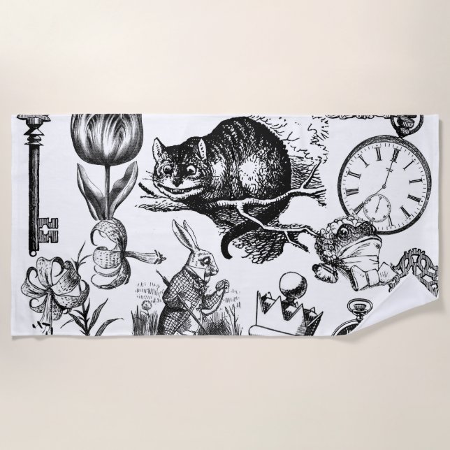Cheshire Cat classic alice in wonderland mad Beach Towel (Front)