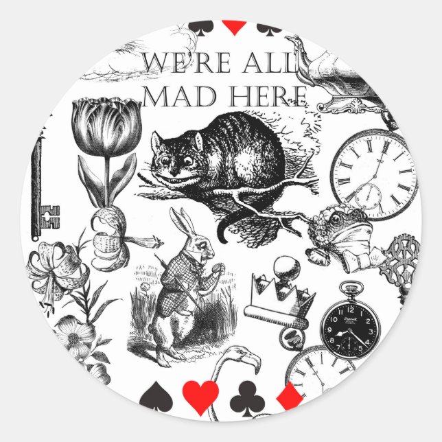 Cheshire Cat classic alice in wonderland mad Classic Round Sticker (Front)