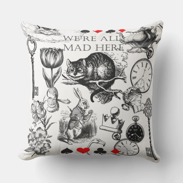 Cheshire Cat classic alice in wonderland mad Cushion (Front)