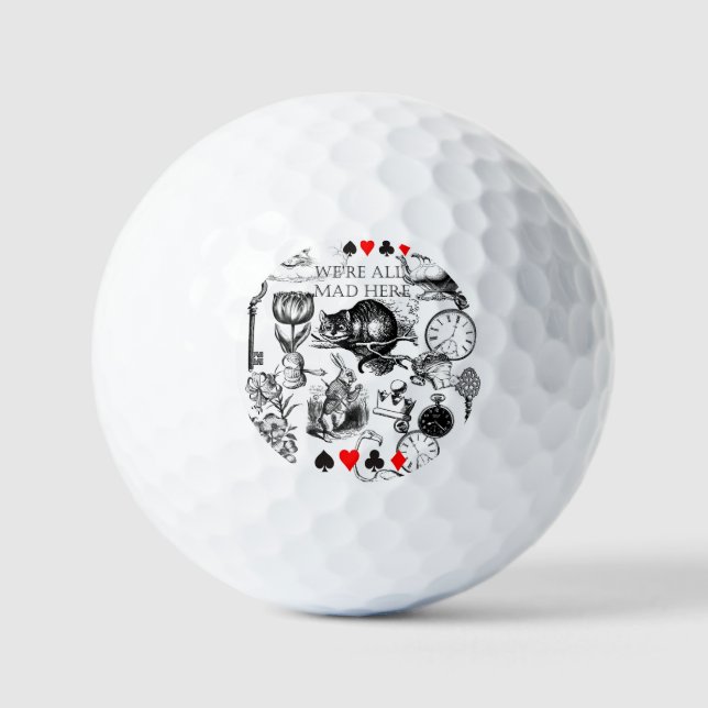 Cheshire Cat classic alice in wonderland mad Golf Balls (Front)