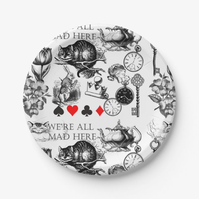 Cheshire Cat classic alice in wonderland mad Paper Plate (Front)
