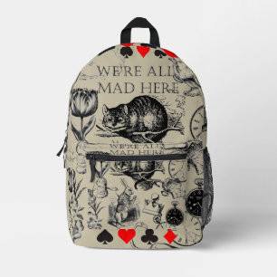 Cheshire Cat classic alice in wonderland mad Printed Backpack