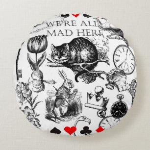 Cheshire Cat classic alice in wonderland mad Round Cushion