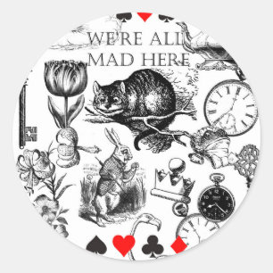 Cheshire Cat classic alice in wonderland mad Round Sticker