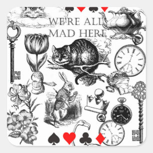 Cheshire Cat classic alice in wonderland mad Square Sticker