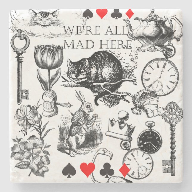 Cheshire Cat classic alice in wonderland mad Stone Coaster (Front)