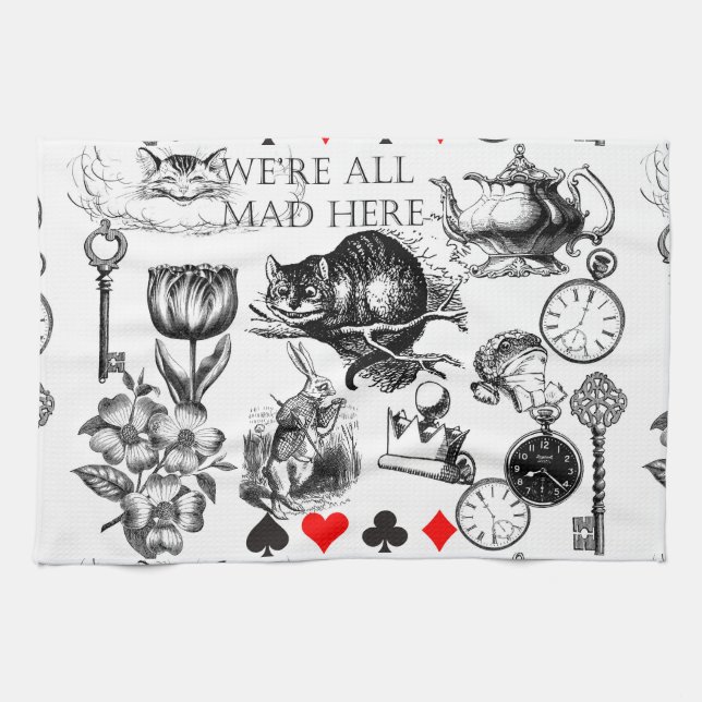 Cheshire Cat classic alice in wonderland mad Tea Towel (Horizontal)