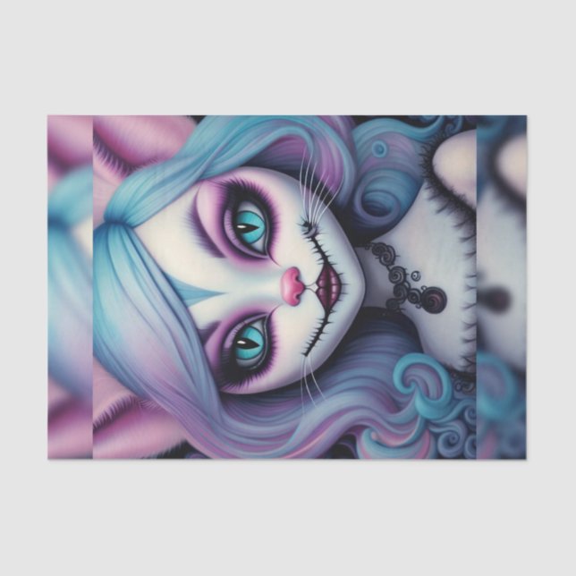 Cheshire Cat Girl Wonderland Decoupage Paper  (Front)